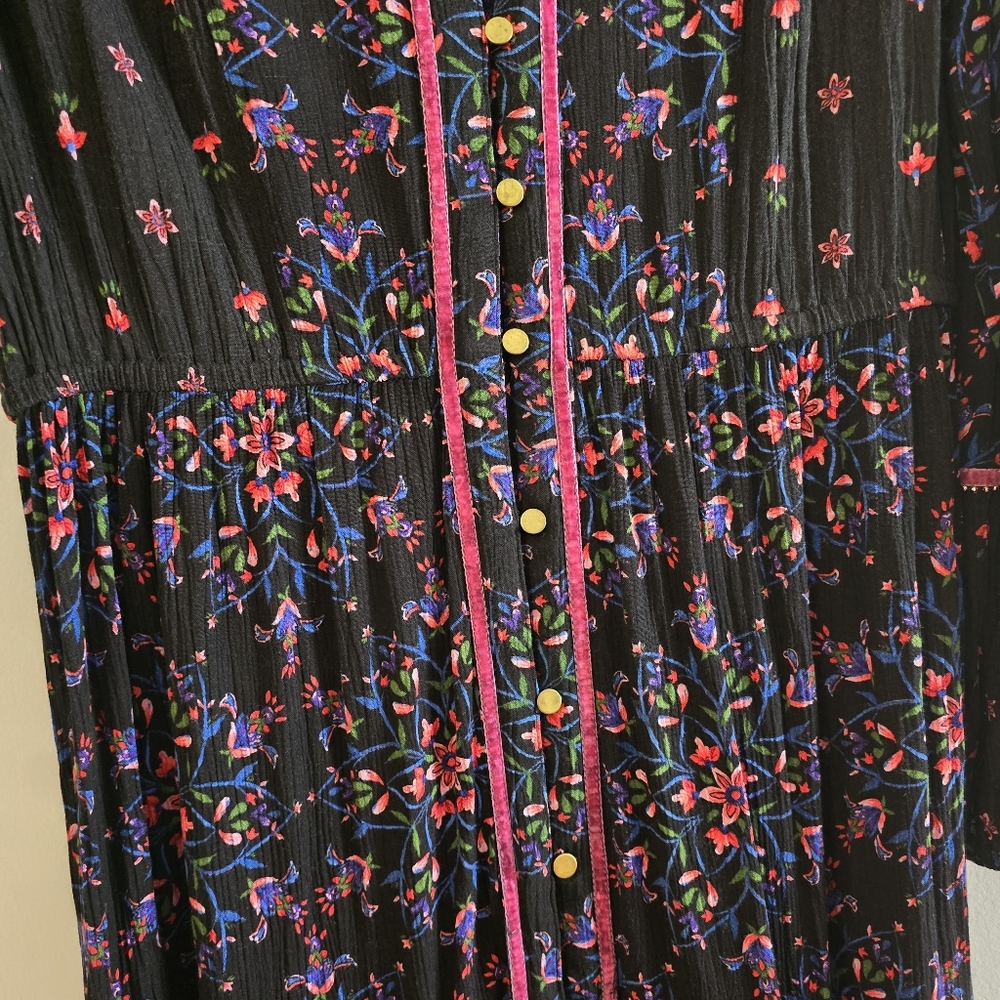 Monsoon Velvet Trim Dress Black - Picture 11 of 16